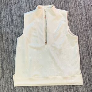 Umgee Women's Size Small Half Zip Jacquard Sleeveless Top Cream White NWT‎